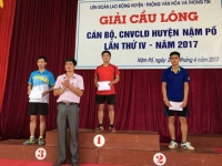 Giải cầu lông CNVCLĐ huyện Nậm Pồ năm 2017
