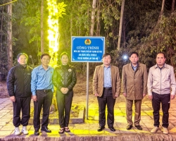 Gắn biển Công trình đèn Led trang trí cây xanh đô thị do đoàn viên, CNVCLĐ thị xã ủng hộ